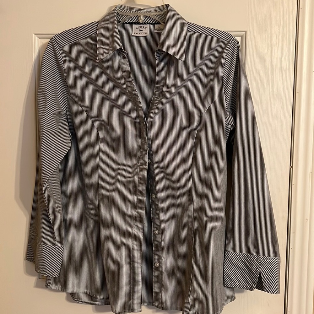 3/$10 Riders by Lee Navy and White striped shirt